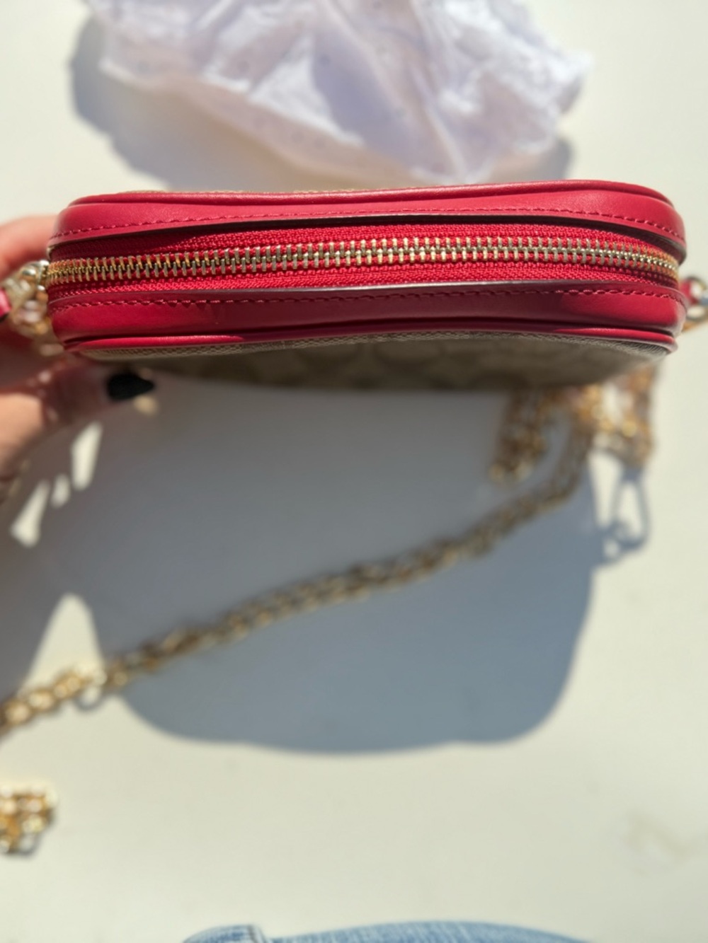 Coach Signature Canvas Crossbody Belt bag in Brown and Red - Picture 9 of 10